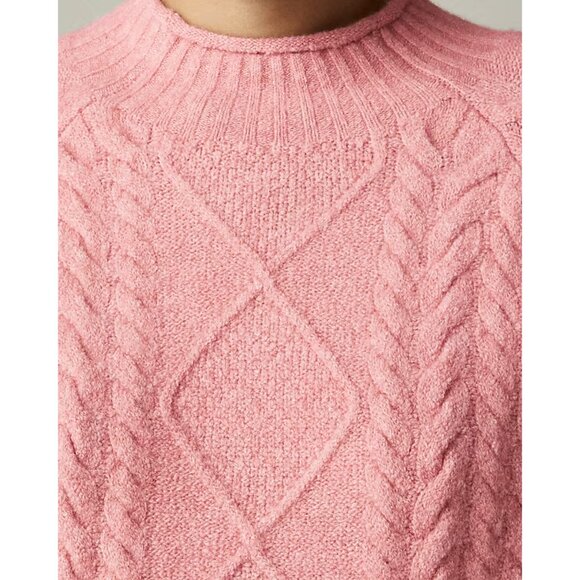 J Crew Cable-knit Rollneck Sweater in Supersoft Yarn Heather Dusty Rose - Picture 3 of 11